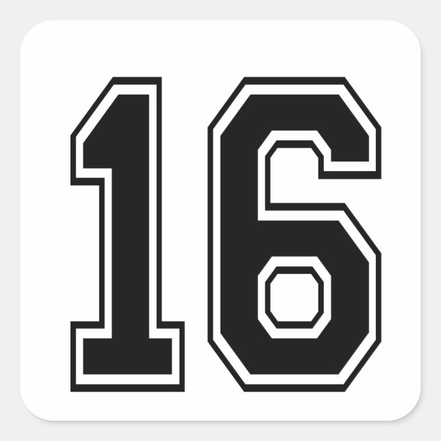 16 sixteen varsity num square sticker (Front)