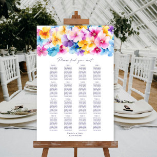 16 Table Colourful Floral Wedding Seating Chart