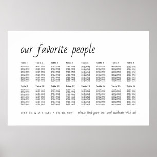 16 Table Elegant Wedding Guest Seating Chart