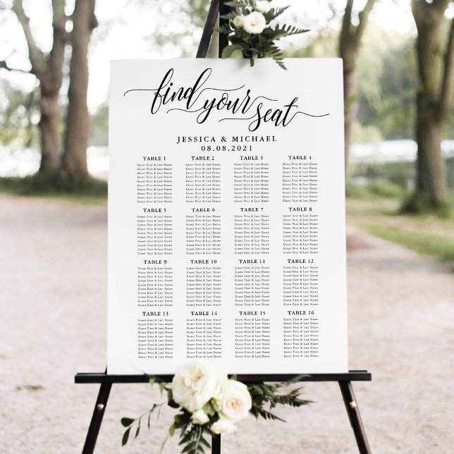 16 Table Large Wedding Guest Seating Chart (Creator Uploaded)