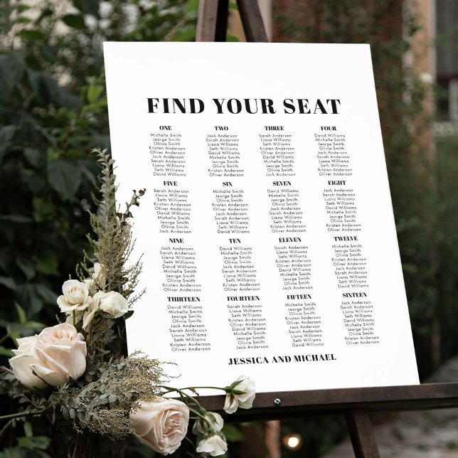 16 Table Large Wedding Guest Seating Chart (Creator Uploaded)