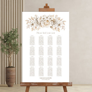 16 Table White Floral Wedding Seating Chart