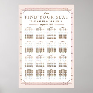 16 Tables Art Deco Blush Rose Gold Foil Wedding Poster