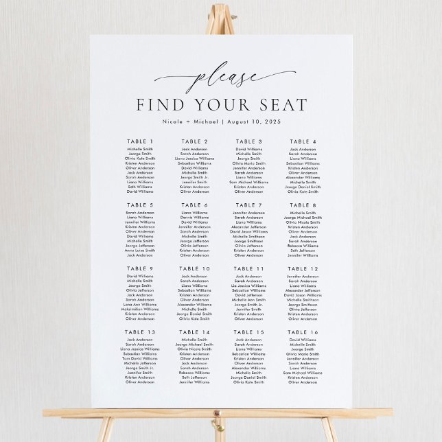 16 Tables Please Find Your Seat Seating Chart (Creator Uploaded)