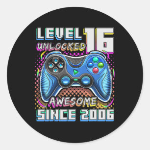 16 Unlocked Awesome 2006 Video Game 16th Birthday Classic Round Sticker