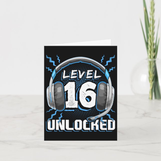 16 Unlocked Video Game 16th Birthday Pc Gaming Gif Card (Front)