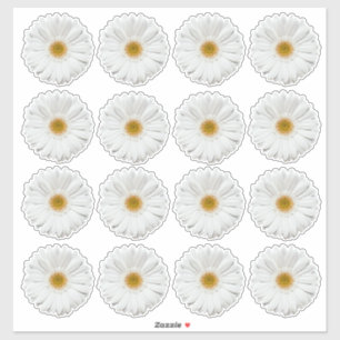 16 White Gerbera Daisy Flower Kiss-Cut Stickers