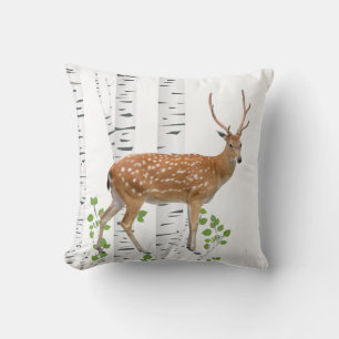 16"x16" Throw Pillow Deer Doe Woodland Buck Label