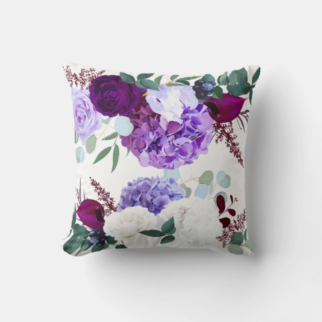 16"x16" Throw Pillow Lavender Hibiscus on White (Front)