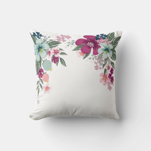 16"x16" Throw Pillow Tropical Flower on White (Front)
