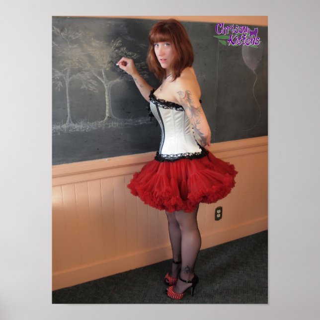 16" x 12" Chrissy Kittens Hot For Teacher Poster (Front)