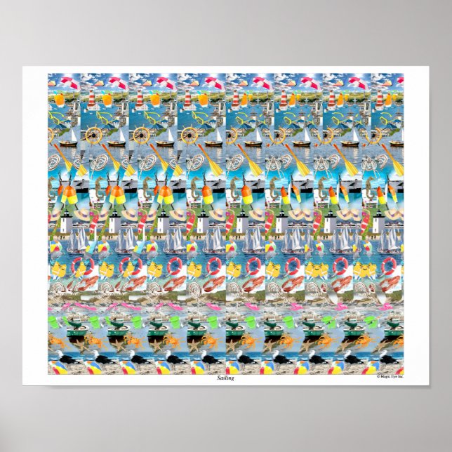 16" x 14" "Sailing" 3D Poster by Magic Eye® (Front)