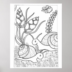 16"x 20" Giant Snails with fantasy flower colourin Poster