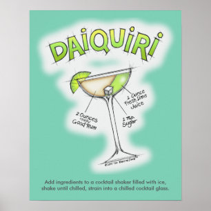 16" x 20" POSTER - DAIQUIRI RECIPE COCKTAIL ART