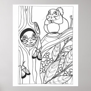 16"x 20" Siberian Flying Squirrels colouring Poster