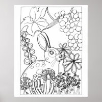 16"x 20" Spotted rabbit with grapes colouring