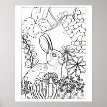 16"x 20" Spotted rabbit with grapes colouring