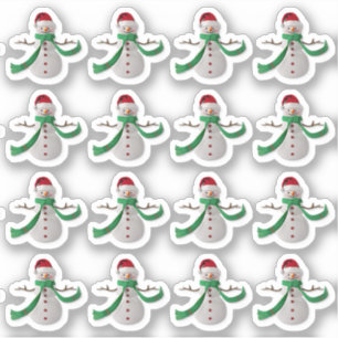 16 x Christmas Snowman Green Red, 3D effect, K-Cut