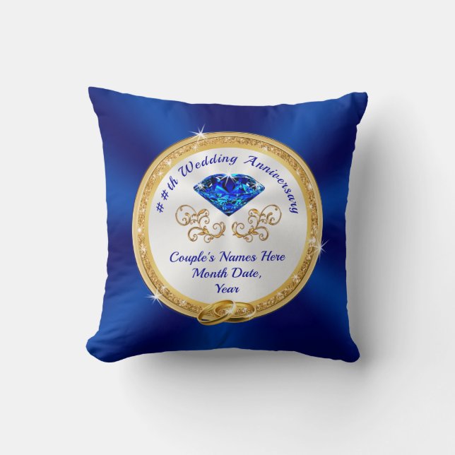 16 year, 22nd, 45th, 65th Wedding Anniversary Gift Cushion (Front)