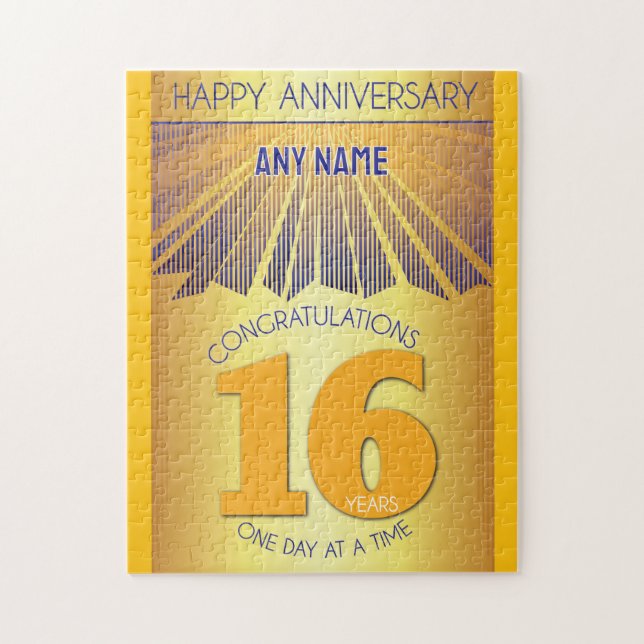 16 Year | AA 12 Step Anniversary Personalised Jigsaw Puzzle (Vertical)