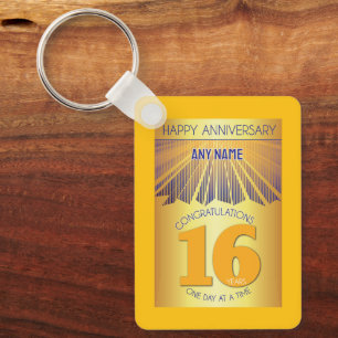 16 Year   Golden Ray 12 Step CUSTOM NAME Key Ring