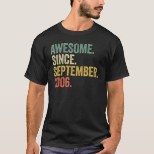 16 Year Old 16th Bday Boy Awesome Since September T-Shirt
