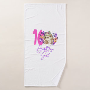 16 Year Old Birthday Girl Cute 16th Birthday Sloth Bath Towel