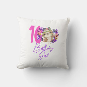 16 Year Old Birthday Girl Cute 16th Birthday Sloth Cushion