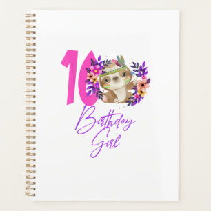 16 Year Old Birthday Girl Cute 16th Birthday Sloth Planner
