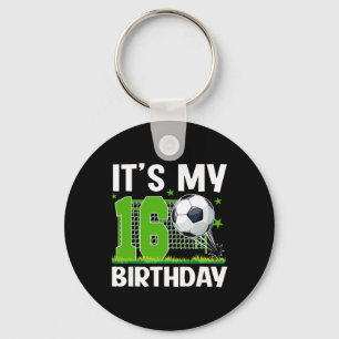 16 Year Old Birthday Soccer Themed It's My 16th Bi Key Ring