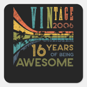 16 Year Old Birthday Vintage 2006 16th Birthday Square Sticker
