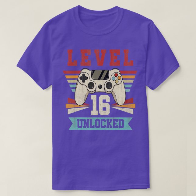 16 Year Old Gifts Level 16 Unlockd 16th Birthday V T-Shirt (Design Front)