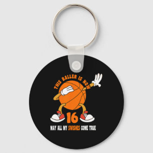 16 Year Old Happy 16th Birthday Basketball 16th Bi Key Ring