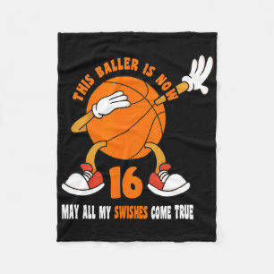 16 Year Old Happy 16th Birthday Bysketbyll 16th Bi Fleece Blanket