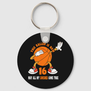 16 Year Old Happy 16th Birthday Bysketbyll 16th Bi Key Ring