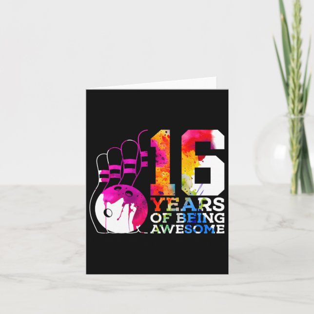 16 Years Of Being Awesome Bowling 16th Birthday  Card (Front)
