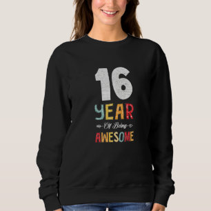 16 Years Of Being Awesome Heart Floral Arrow 16th Sweatshirt