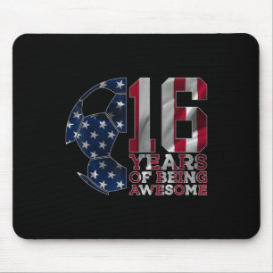 16 Years Of Being Awesome Soccer 16th Birthday Mouse Pad