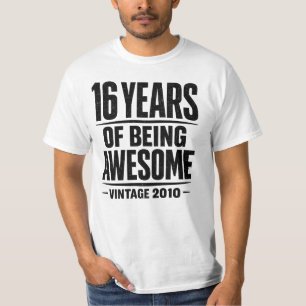 16 Years of Being Awesome Vintage 2010 Birthday T-Shirt