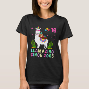 16 Years Old 16th Birthday Sloth Riding Llama Girl T-Shirt