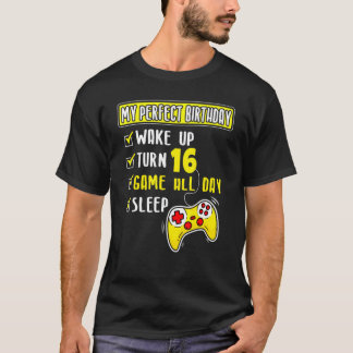 16 Years Old 16th Perfect Birthday Party Gamer Boy T-Shirt
