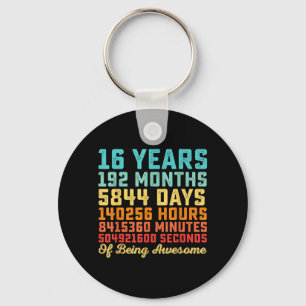 16 Years Old Birthday Quote Funny 16th B-Day Math Key Ring