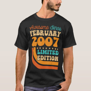 16 Years Old Born in February 2007 16th Birthday T-Shirt