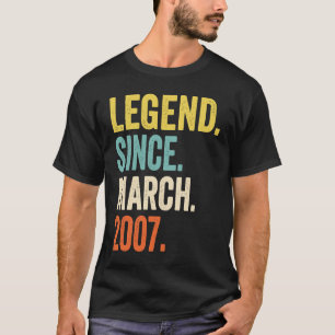 16 Years Old Boy Legend Since March 2007 16th Birt T-Shirt