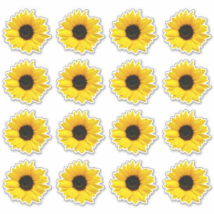 16 Yellow Sunflower Flower Kiss-Cut Stickers