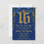 16TH 16 Birthday Party Royal Blue Gold Crown  Invitation<br><div class="desc">Look for matching items in my store. Contact me for a custom order.</div>