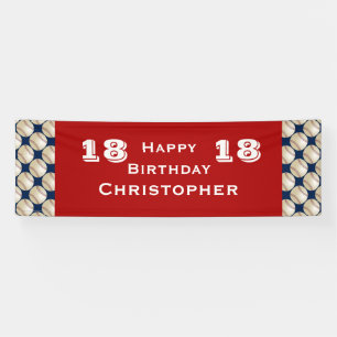 16th/17th/18th Birthday Party Baseball Banner, Red Banner