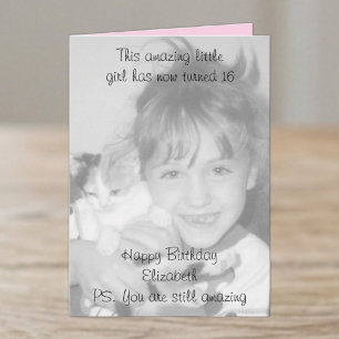 16th amazing name pink birthday photo card