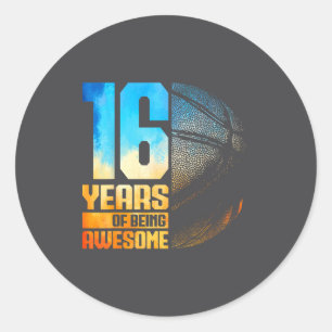 16th Basketball Years Basketball 16 Old Player Hum Classic Round Sticker