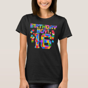 16th Birthday 16 Years Old Block Building Boys Kid T-Shirt
